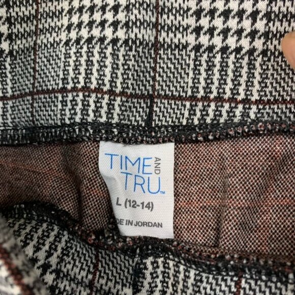 Time And Tru Womens Large Office Dress Pants Gray Houndstooth Plaid Straight Leg - Picture 5 of 14
